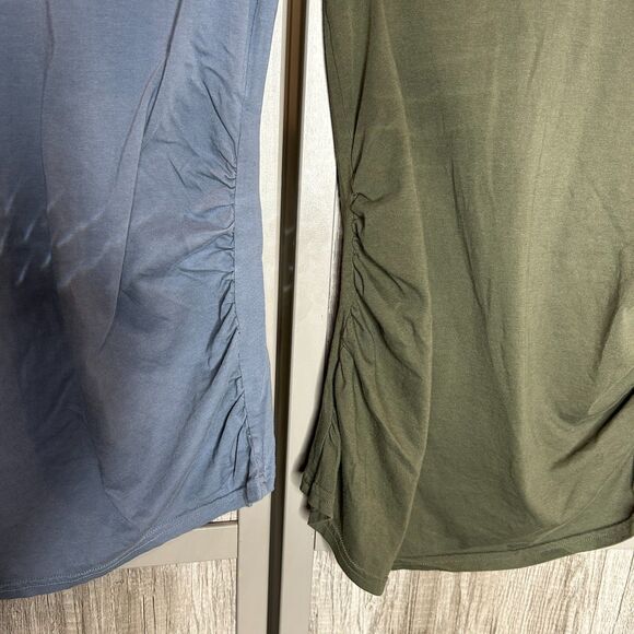 Lot of 2 Pact T Shirts Organic Cotton Small Cinched Short Sleeves Blue and Green - Picture 4 of 5